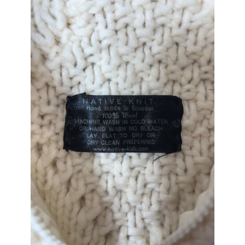 Native Knit Women's Medium Hand-Knit Wool Cable Knit Hooded Sweater Cardigan Wit - Picture 7 of 10